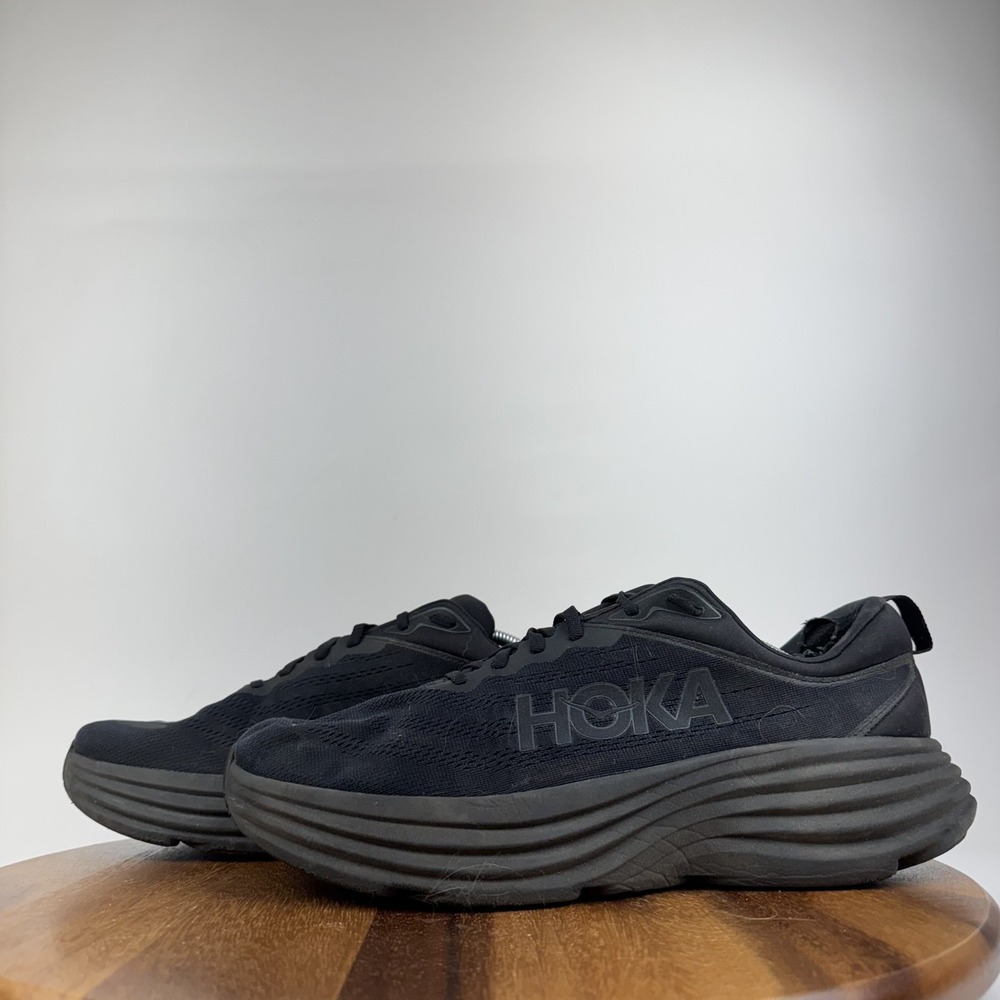 Mens Hoka One One Bondi 8 Black Athletic Road Running Sneakers Shoes Size 13 EE - Picture 3 of 11